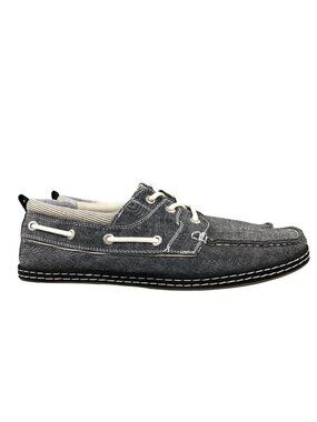 GBX Buckle Men's Size 9M Sesto II Black White Fabric Lace-Up Boat Shoes